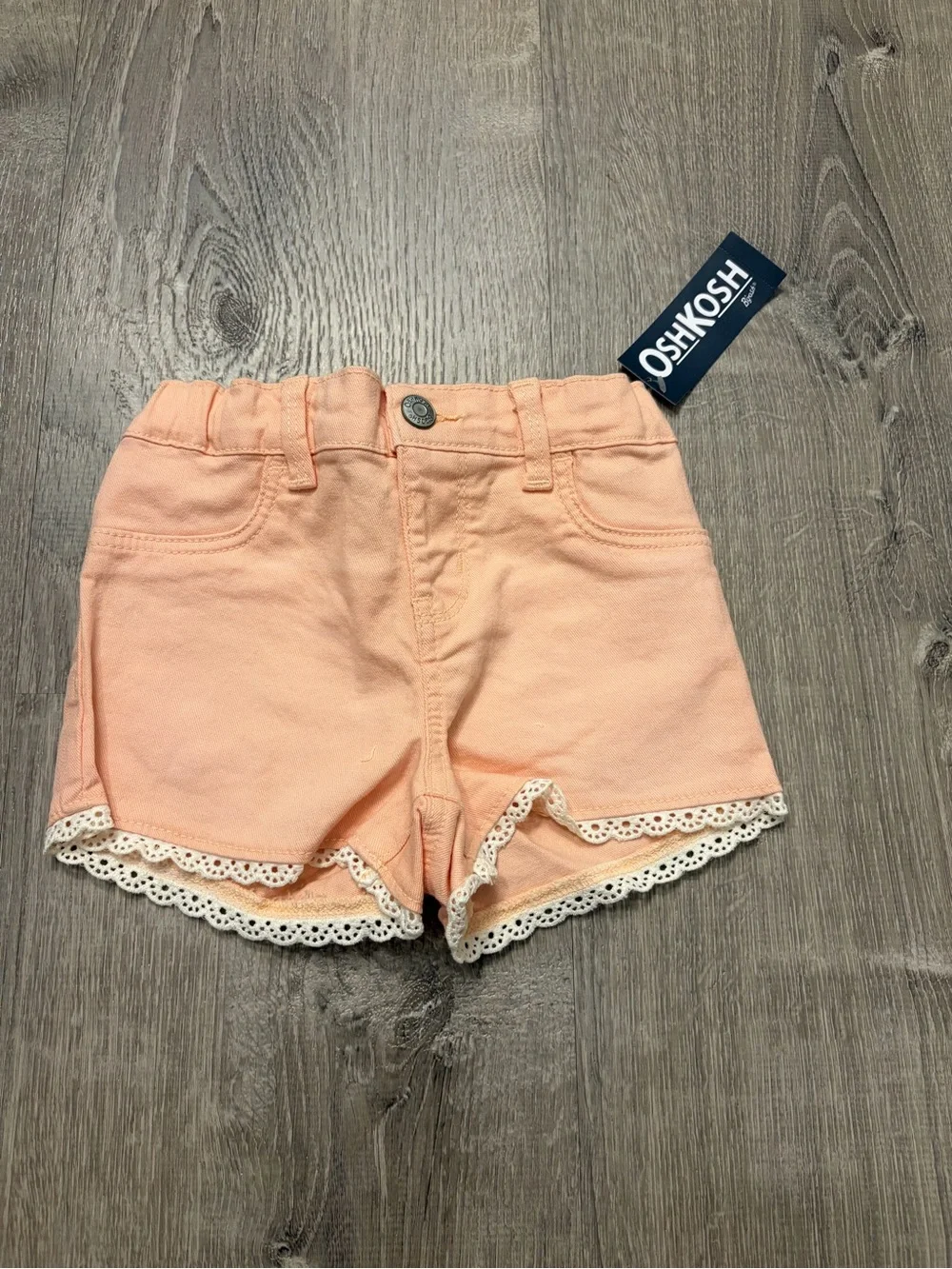 OshKosh B'gosh Baby Girl Eyelet Trim Twill Shorts - Peach